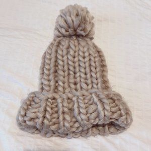 Urban Outfitters Chunky Knit Puff Beanie in Beige